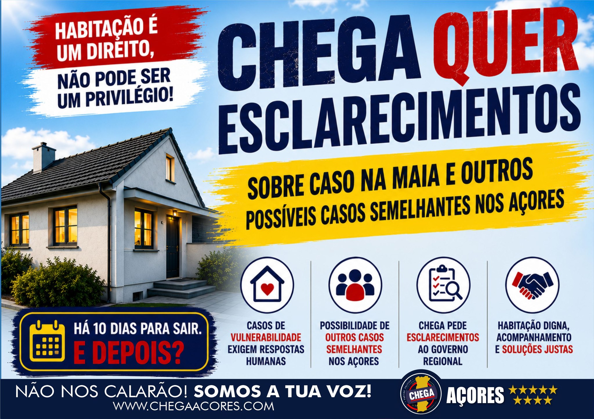 CHEGA QUER ESCLARECIMENTOS SOBRE CASO HABITACIONAL NA MAIA E ADMITE EXISTÊNCIA DE OUTRAS SITUAÇÕES SEMELHANTES NOS AÇORES