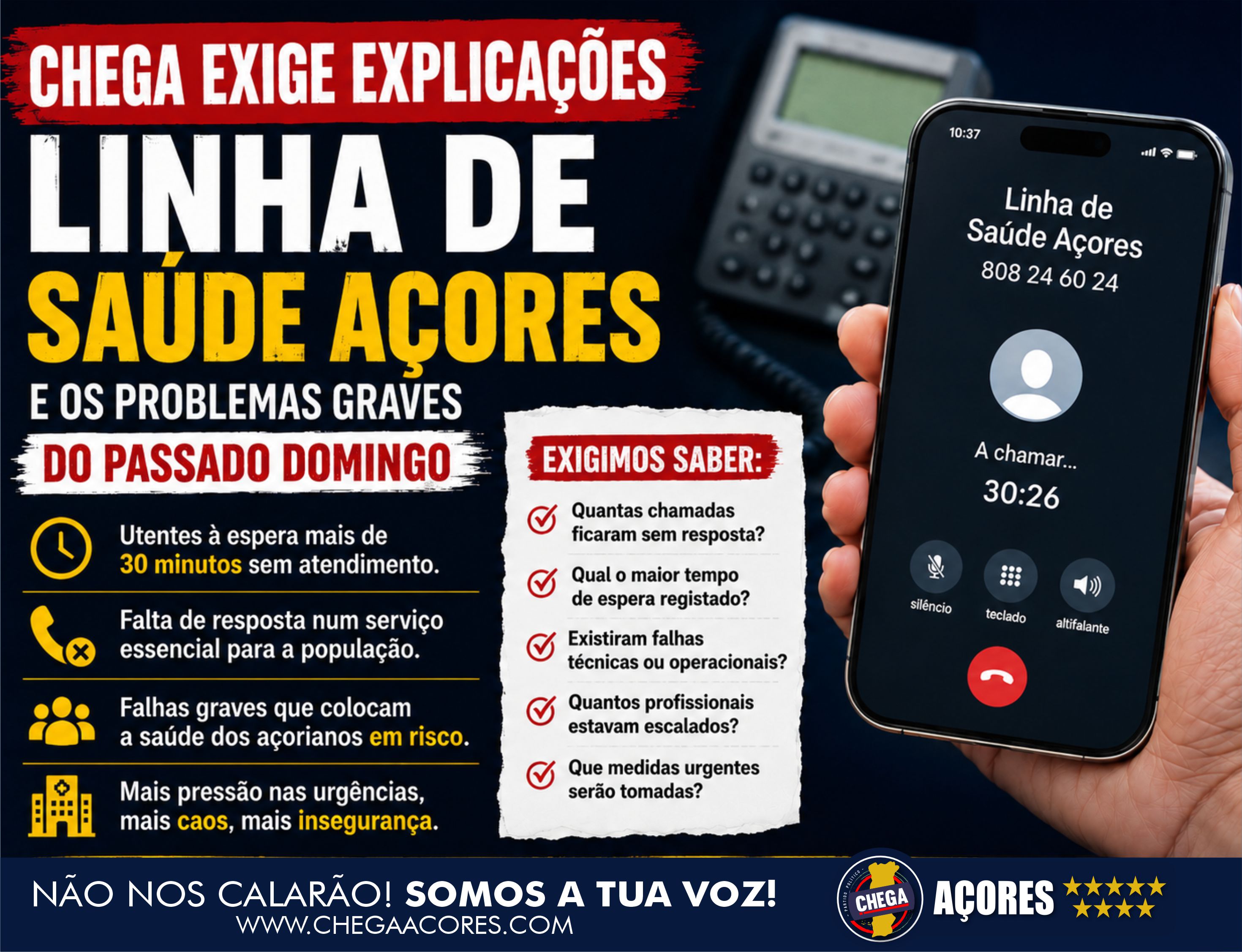 LINHA SAÚDE AÇORES COLAPSA E GOVERNO CONTINUA A BRINCAR COM A SAÚDE DOS AÇORIANOS