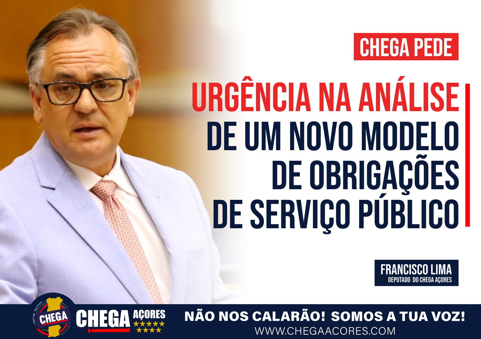CHEGA PEDE URGÊNCIA NA ANÁLISE DE UM NOVO MODELO DE OBRIGAÇÕES DE SERVIÇO PÚBLICO