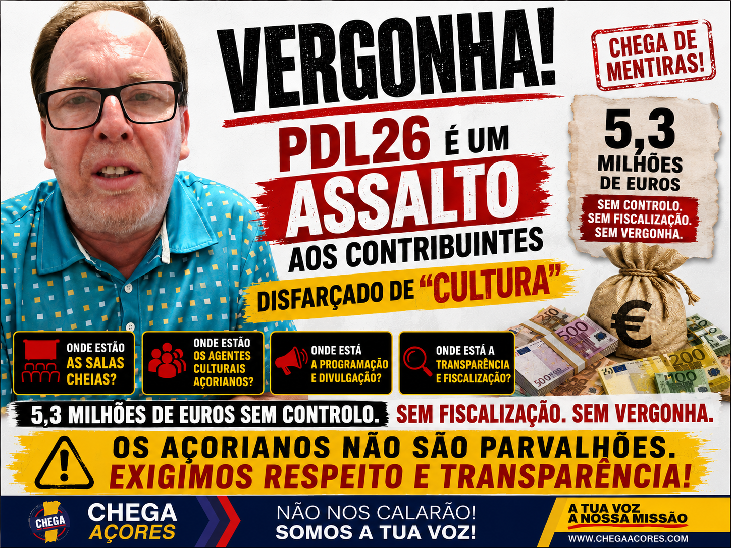 VERGONHA! PDL26 É UM ASSALTO AOS CONTRIBUINTES DISFARÇADO DE “CULTURA”
