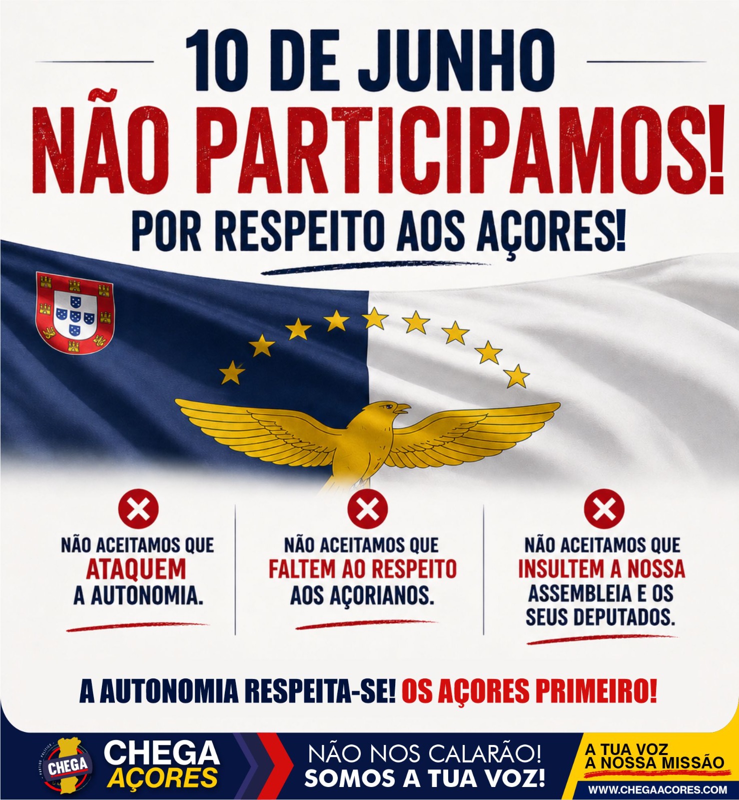 DEPUTADOS DO CHEGA NÃO PARTICIPAM NAS CERIMÓNIAS DO 10 DE JUNHO